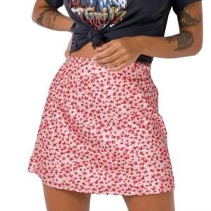 Princess Polly floral flowers silky mini skirt coral/Pink/Red Us Size 2
